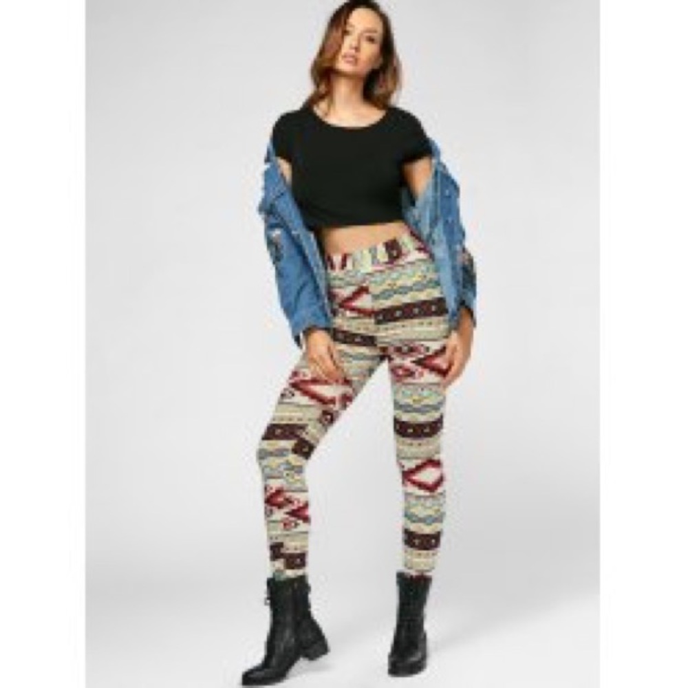 HighWaisted Colorful Geometrical Print Leggings
